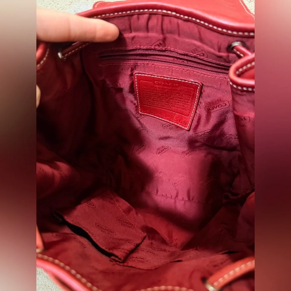 Vintage Coach Legacy Drawstring Leather Backpack dark red leather Style #9569 - Picture 13 of 15